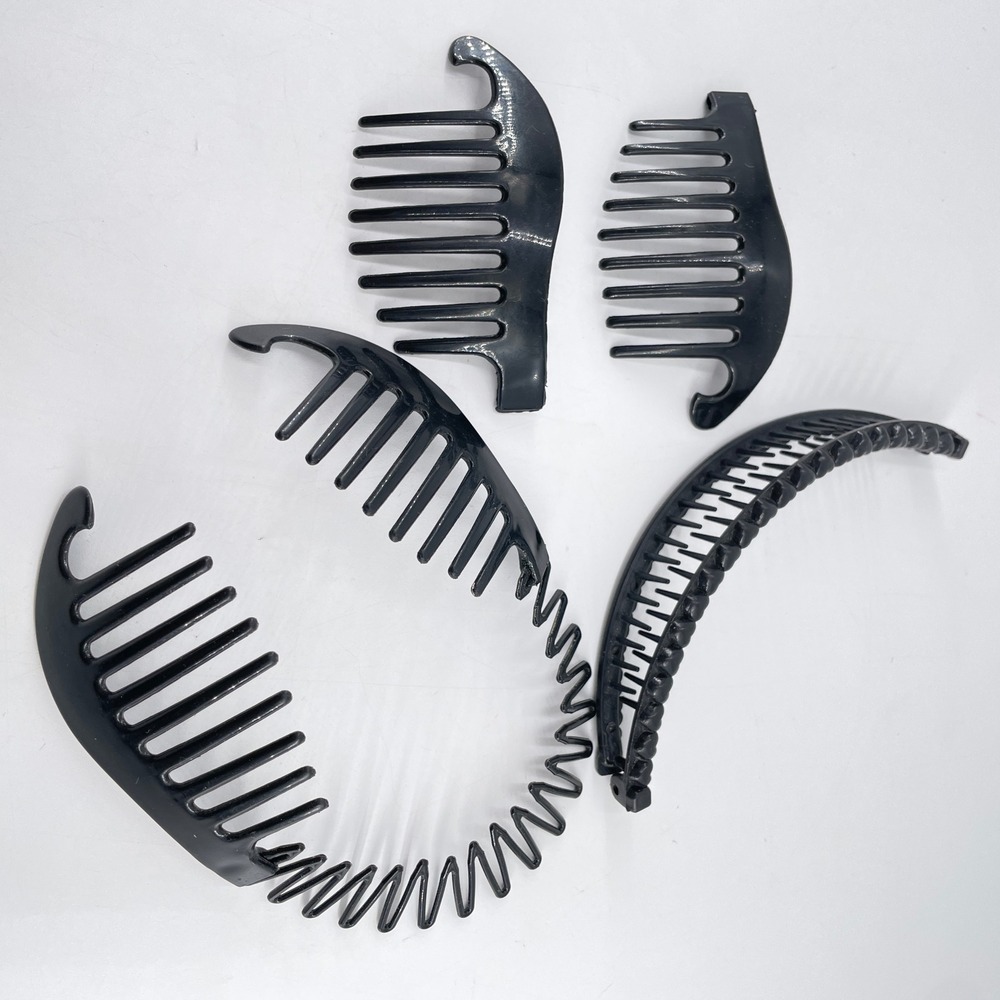 Wings of Hollywood Black Stretch Side Combs Banana Clip Accessory 3 pairs